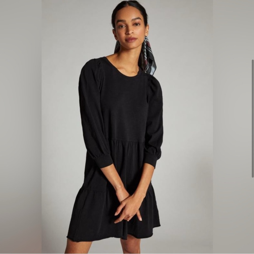 NATION LTD🖤 Bettina Dree Black 3/4 Sleeve Crew Neck Sweater Dress